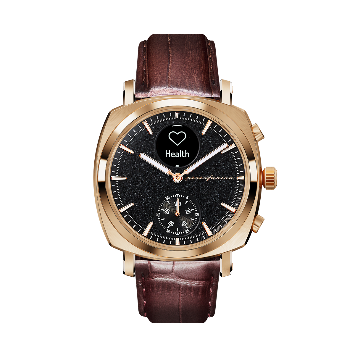 Custom image for Pininfarina Uhrenarmband mit Krokoprägung - 22 mm breites Armband aus italienischem Leder für Senso Hybrid Smartwatches mit Edelstahlschließe & Quick Release - Dunkelbraun mit Edelstahlverschluss - roségoldener
