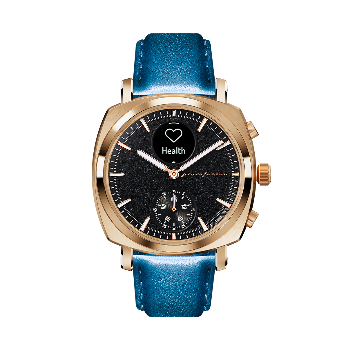 Custom image for Pininfarina Correa para Reloj - Correa de 22mm de cuero genuino italiano para reloj inteligente Senso Hybrid con hebilla de acero y cierre rápido - Azul con hebilla de acero - oro rosa