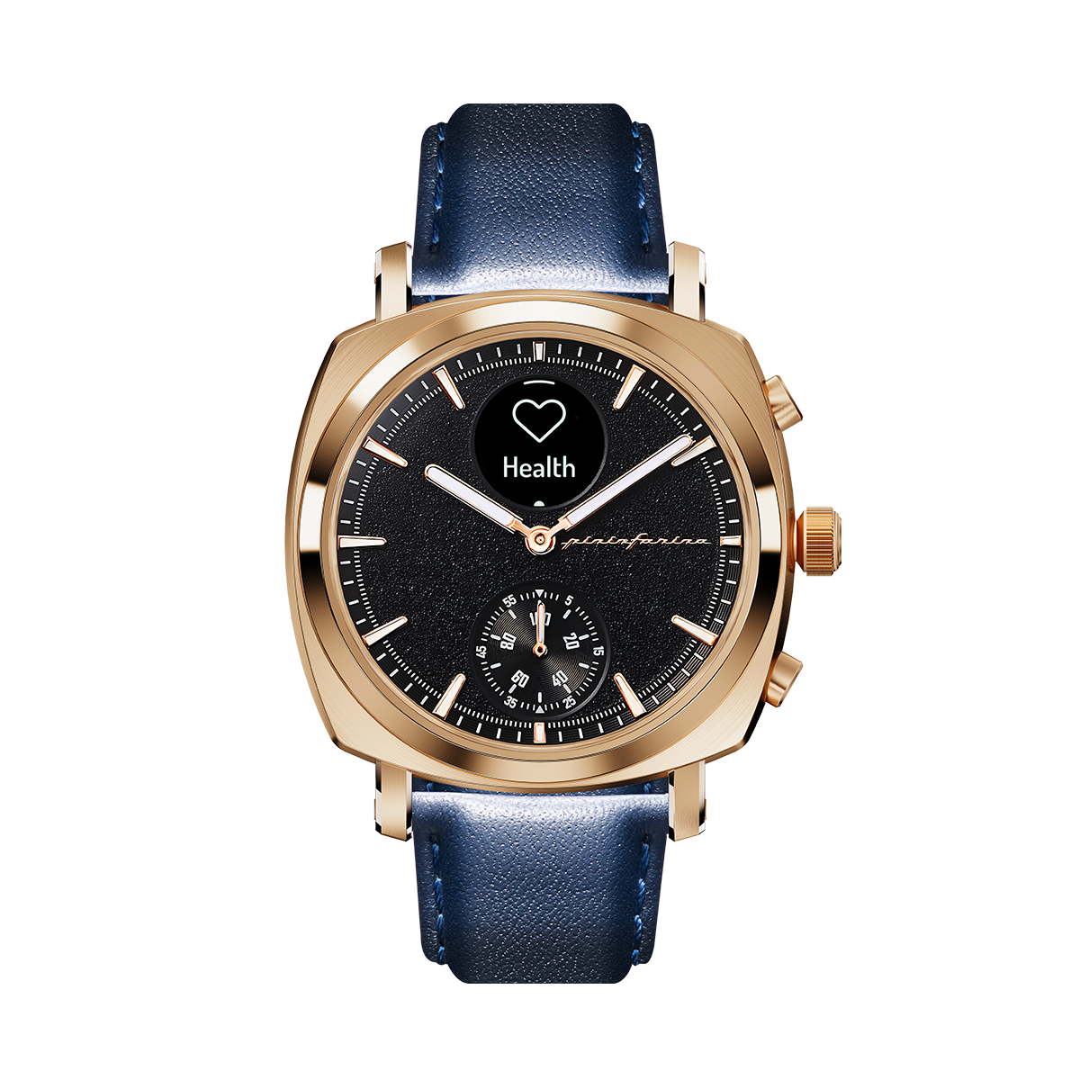 Custom image for Pininfarina Uhrenarmband - 22 mm breites Armband aus italienischem Leder für Senso Hybrid Smartwatches mit Edelstahlschließe & Quick Release Funktion - Dunkelblau mit Edelstahlverschluss - roségoldener