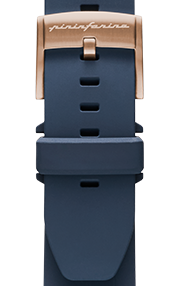Pininfarina FKM Bracelet en caoutchouc de 22 mm de haute performance en fluoélastomère pour la montre intelligente Senso Hybrid - Etanche, bleu foncé & sangle en acier - Rose Gold
