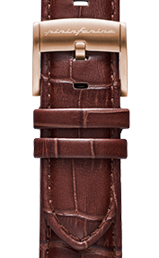 Pininfarina Uhrenarmband mit Krokoprägung - 22 mm breites Armband aus italienischem Leder für Senso Hybrid Smartwatches mit Edelstahlschließe & Quick Release - Dunkelbraun mit Edelstahlverschluss - roségoldener