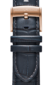 Pininfarina Correa para Reloj - Correa de 22mm de cuero genuino italiano para reloj inteligente Senso Hybrid con hebilla de acero y cierre rápido - Cocodrilo gris oscuro/hebilla de acero - oro rosa