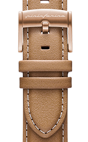 Pininfarina Correa para Reloj - Correa de 22mm de cuero genuino italiano para reloj inteligente Senso Hybrid con hebilla de acero y cierre rápido - Beige con hebilla acero - oro rosa