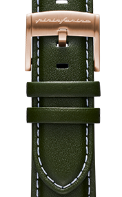 Pininfarina Correa para Reloj - Correa de 22mm de cuero genuino italiano para reloj inteligente Senso Hybrid con hebilla de acero y cierre rápido - Verde con hebilla de acero - oro rosa