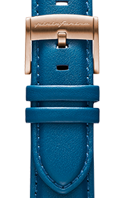 Pininfarina Bracelet de Montre – Cuir Italien Véritable 22 mm pour Montre Intelligente Hybride Senso avec Boucle en Acier et Dégagement Rapide - Bleu Foncé avec Boucle en Acier - or rose