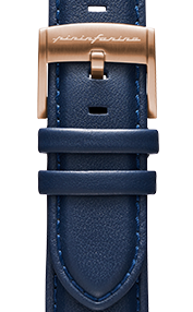 Pininfarina Correa para Reloj - Correa de 22mm de cuero genuino italiano para reloj inteligente Senso Hybrid con hebilla de acero y cierre rápido - Azul oscuro con hebilla de acero - oro rosa