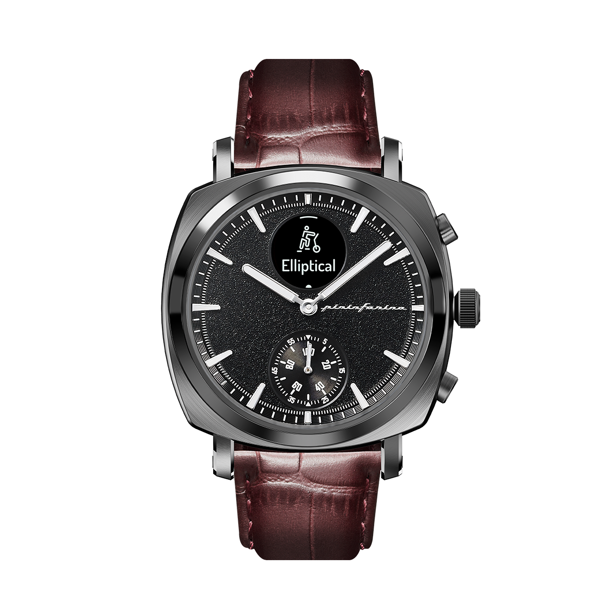 Custom image for Pininfarina Uhrenarmband mit Krokoprägung - 22 mm breites Armband aus italienischem Leder für Senso Hybrid Smartwatches mit Edelstahlschließe & Quick Release - Dunkelbraun mit Edelstahlverschluss - hellgrauer