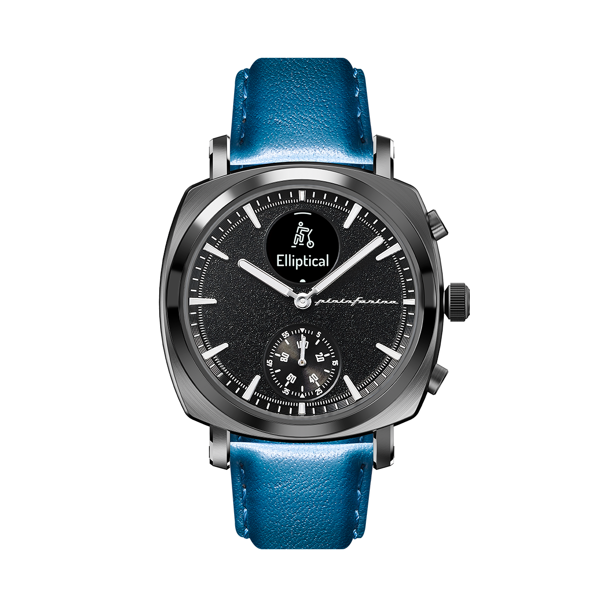 Custom image for Pininfarina Uhrenarmband - 22 mm breites Armband aus italienischem Leder für Senso Hybrid Smartwatches mit Edelstahlschließe & Quick Release Funktion - Blau mit Edelstahlverschluss - hellgrauer