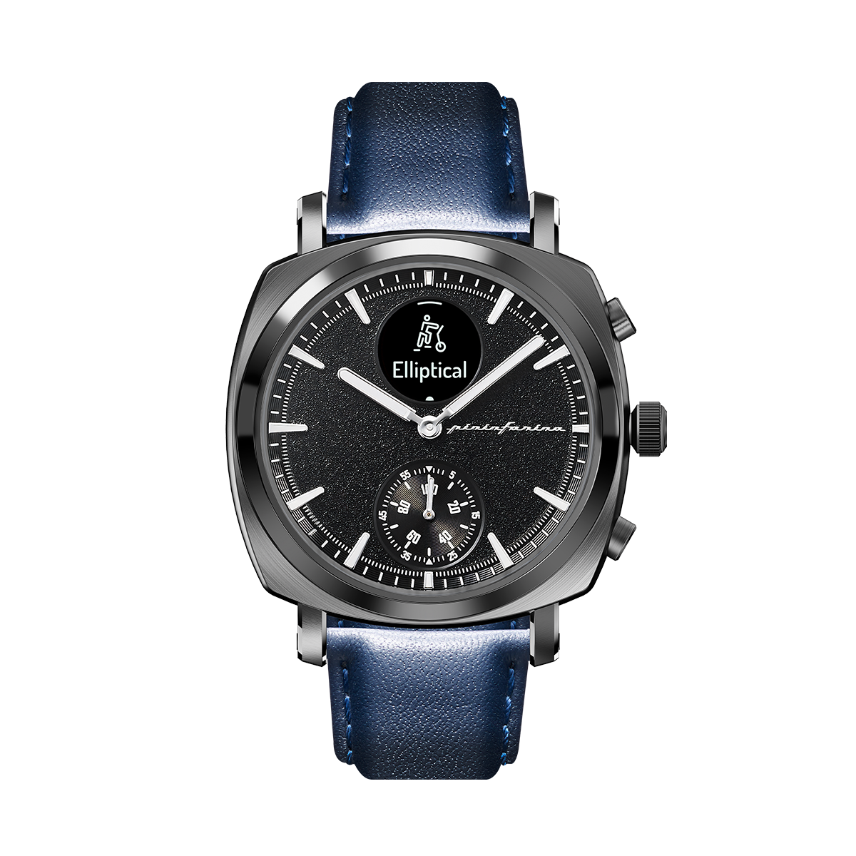 Custom image for Pininfarina Uhrenarmband - 22 mm breites Armband aus italienischem Leder für Senso Hybrid Smartwatches mit Edelstahlschließe & Quick Release Funktion - Dunkelblau mit Edelstahlverschluss - hellgrauer