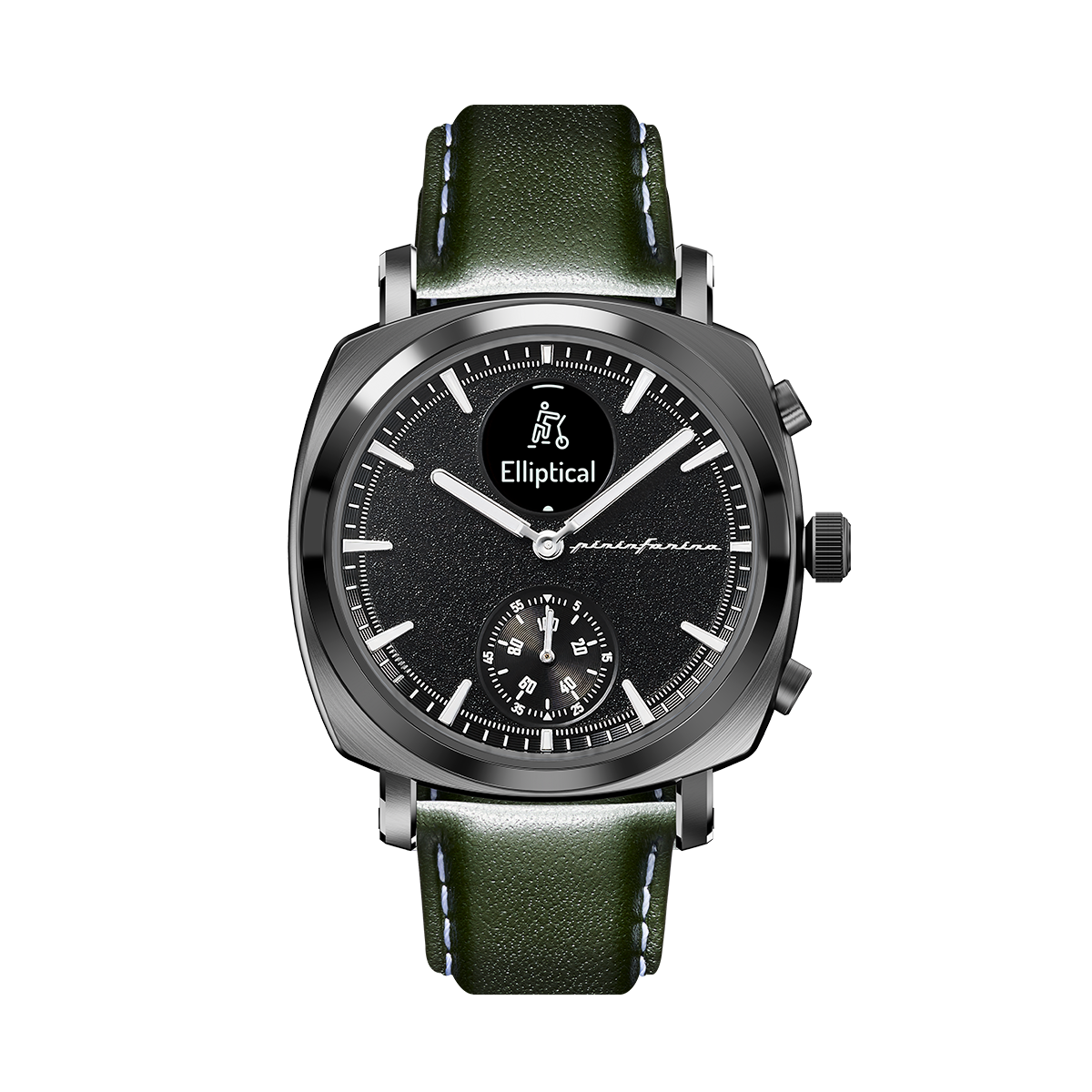 Custom image for Pininfarina Uhrenarmband - 22 mm breites Armband aus italienischem Leder für Senso Hybrid Smartwatches mit Edelstahlschließe & Quick Release Funktion - Grün mit Edelstahlverschluss - hellgrauer