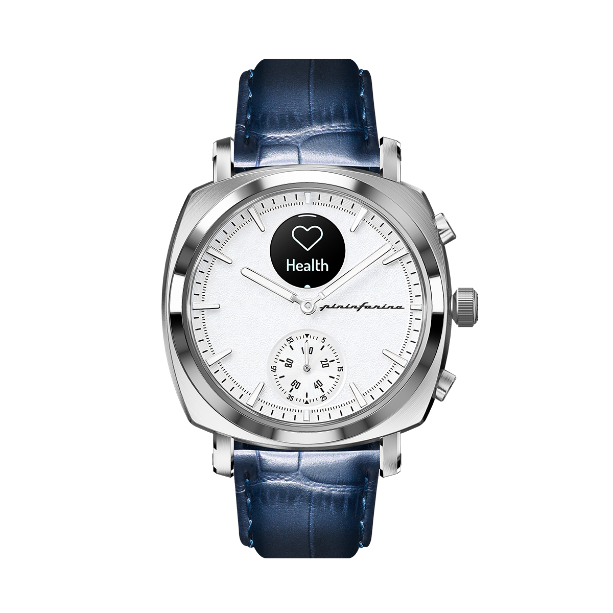 Custom image for Pininfarina Uhrenarmband mit Krokoprägung - 22 mm breites Armband aus italienischem Leder für Senso Hybrid Smartwatches mit Edelstahlschließe & Quick Release - Dunkelblau mit Edelstahlverschluss - edelstahlverschluss