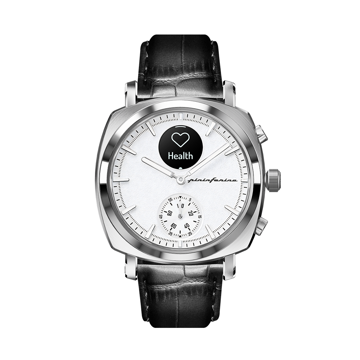 Custom image for Pininfarina Uhrenarmband mit Krokoprägung - 22 mm breites Armband aus italienischem Leder für Senso Hybrid Smartwatches mit Edelstahlschließe & Quick Release - Schwarz mit Edelstahlverschluss - edelstahlverschluss