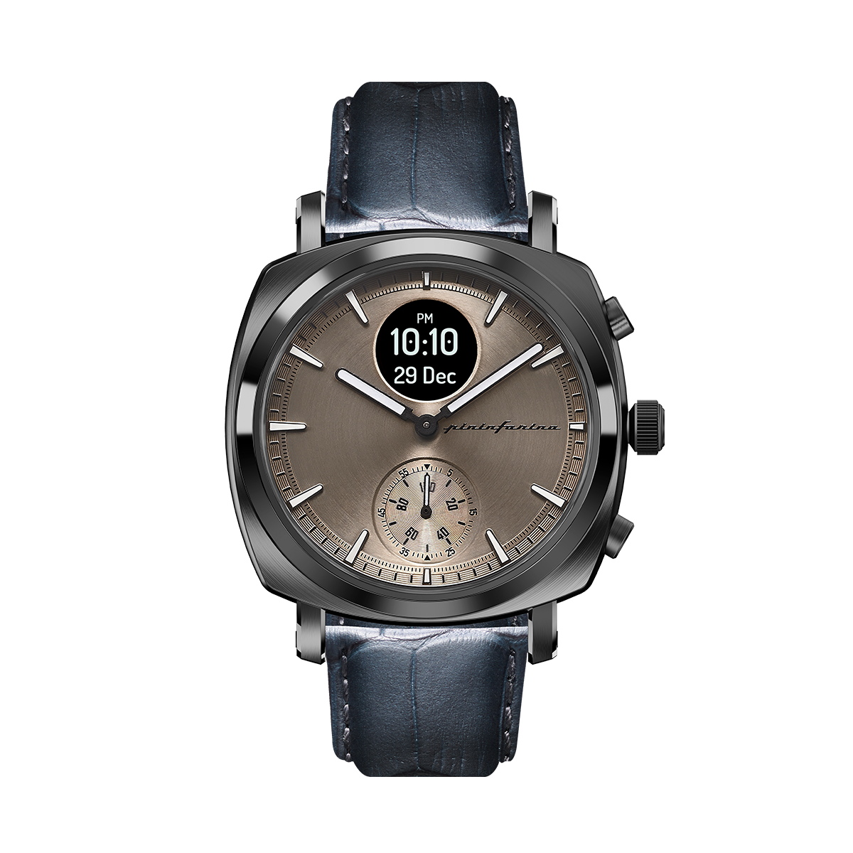 Custom image for Pininfarina Uhrenarmband mit Krokoprägung - 22 mm breites Armband aus italienischem Leder für Senso Hybrid Smartwatches mit Edelstahlschließe & Quick Release - Dunkelgrau mit Edelstahlverschluss - dunkelgrau