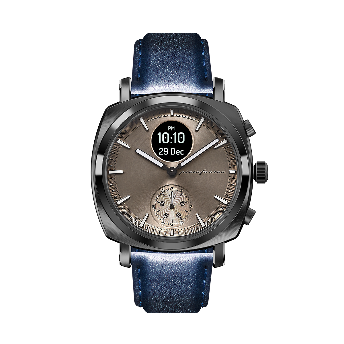 Custom image for Pininfarina Uhrenarmband - 22 mm breites Armband aus italienischem Leder für Senso Hybrid Smartwatches mit Edelstahlschließe & Quick Release Funktion - Dunkelblau mit Edelstahlverschluss - dunkelgrau