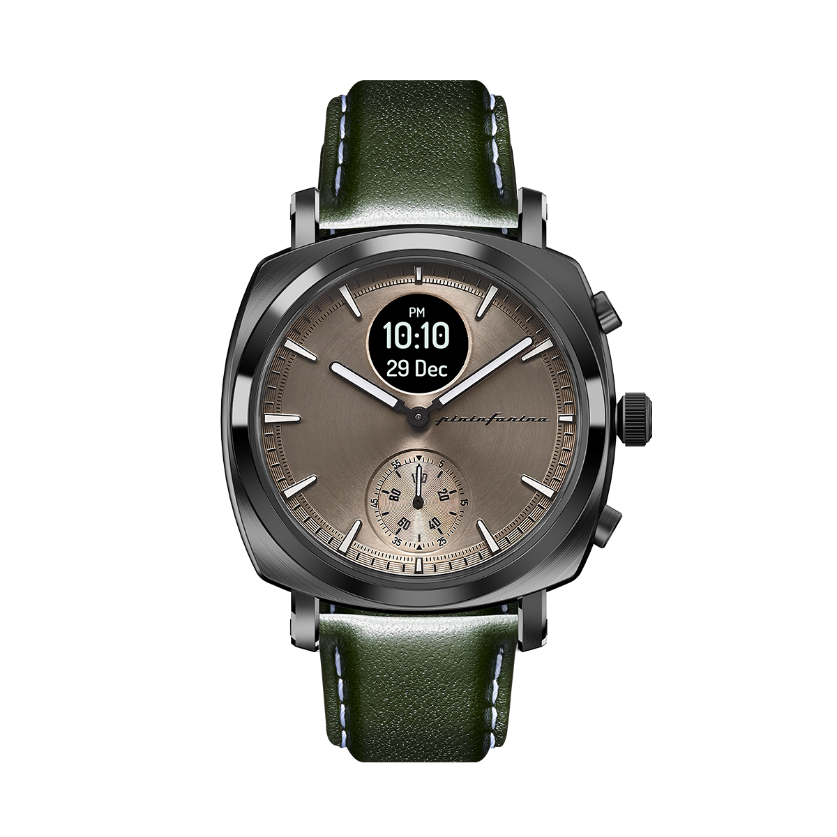 Custom image for Pininfarina Correa para Reloj - Correa de 22mm de cuero genuino italiano para reloj inteligente Senso Hybrid con hebilla de acero y cierre rápido - Verde con hebilla de acero - gris oscuro