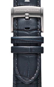 Pininfarina Correa para Reloj - Correa de 22mm de cuero genuino italiano para reloj inteligente Senso Hybrid con hebilla de acero y cierre rápido - Cocodrilo gris oscuro/hebilla de acero - hebilla de acero