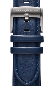 Pininfarina Correa para Reloj - Correa de 22mm de cuero genuino italiano para reloj inteligente Senso Hybrid con hebilla de acero y cierre rápido - Azul oscuro con hebilla de acero - hebilla de acero