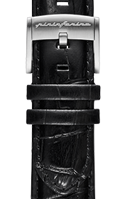 Pininfarina Cinturino per orologio - Cinturino in vera pelle italiana da 22 mm per smartwatch Senso con fibbia in acciaio e sgancio rapido  - TEXTURE Coccodrillo nero con fibbia in acciaio - fibbia in acciaio