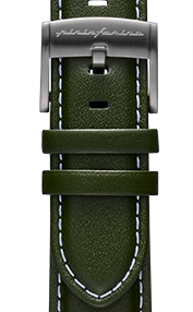 Pininfarina Correa para Reloj - Correa de 22mm de cuero genuino italiano para reloj inteligente Senso Hybrid con hebilla de acero y cierre rápido - Verde con hebilla de acero - gris claro