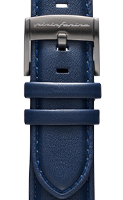 Pininfarina Correa para Reloj - Correa de 22mm de cuero genuino italiano para reloj inteligente Senso Hybrid con hebilla de acero y cierre rápido - Azul oscuro con hebilla de acero - gris claro