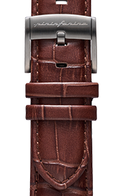 Pininfarina Cinturino per orologio - Cinturino in vera pelle italiana da 22 mm per smartwatch Senso con fibbia in acciaio e sgancio rapido  - TEXTURE Coccodrillo marrone/Fibbia in Acciaio - grigio chiaro