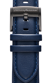 Pininfarina Correa para Reloj - Correa de 22mm de cuero genuino italiano para reloj inteligente Senso Hybrid con hebilla de acero y cierre rápido - Azul oscuro con hebilla de acero - gris oscuro