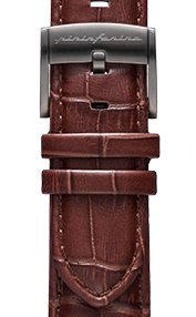 Pininfarina Cinturino per orologio - Cinturino in vera pelle italiana da 22 mm per smartwatch Senso con fibbia in acciaio e sgancio rapido  - TEXTURE Coccodrillo marrone/Fibbia in Acciaio - grigio scuro