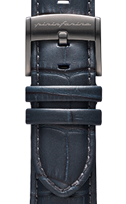 Pininfarina Correa para Reloj - Correa de 22mm de cuero genuino italiano para reloj inteligente Senso Hybrid con hebilla de acero y cierre rápido - Cocodrilo gris oscuro/hebilla de acero - gris oscuro