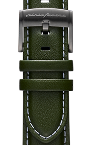 Pininfarina Correa para Reloj - Correa de 22mm de cuero genuino italiano para reloj inteligente Senso Hybrid con hebilla de acero y cierre rápido - Verde con hebilla de acero - gris oscuro
