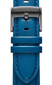 Pininfarina Correa para Reloj - Correa de 22mm de cuero genuino italiano para reloj inteligente Senso Hybrid con hebilla de acero y cierre rápido - Azul con hebilla de acero - gris oscuro